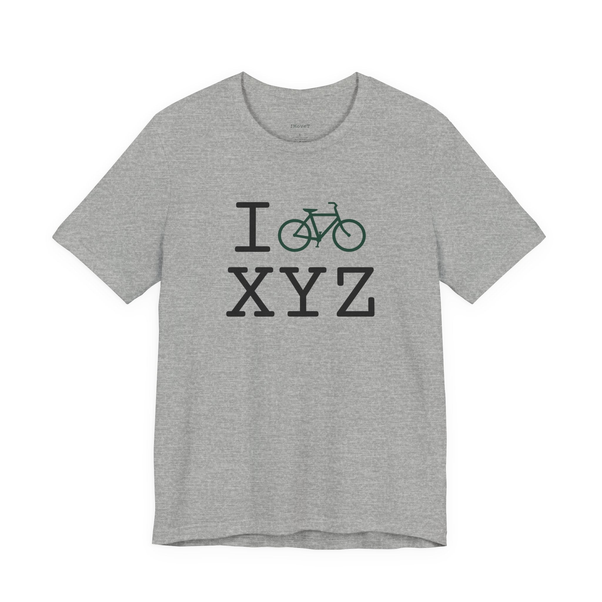 I Bike ___ unisex T, dark green bike