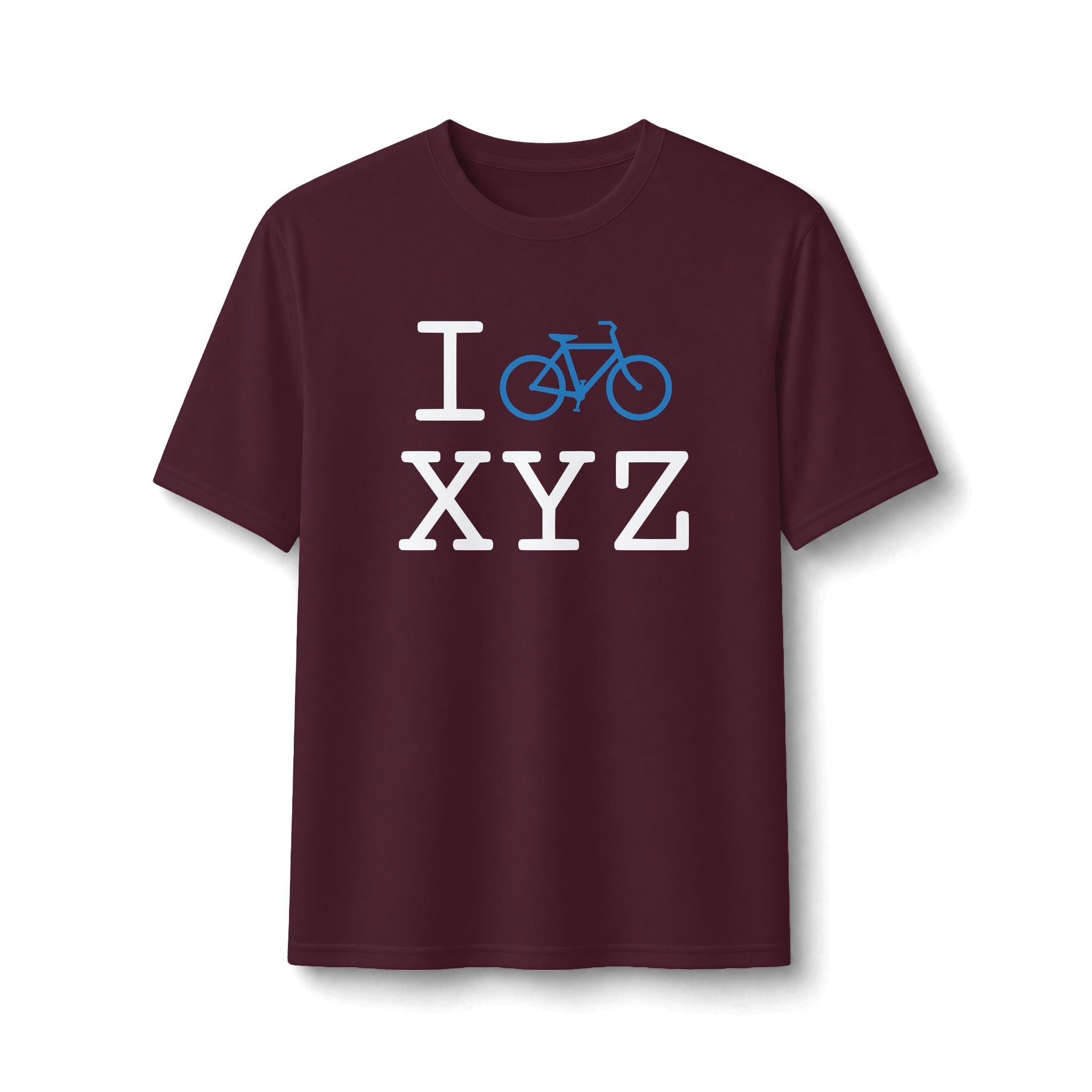 "I Bike ___" athletic T, light blue bike