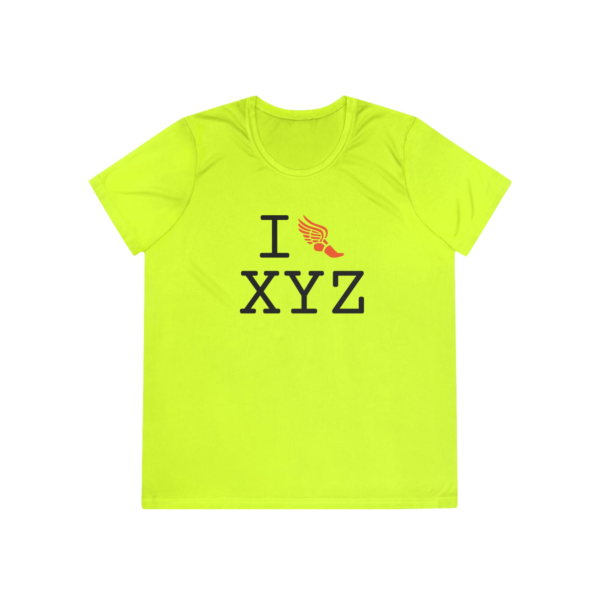 I Run women's athletic T, orange logo