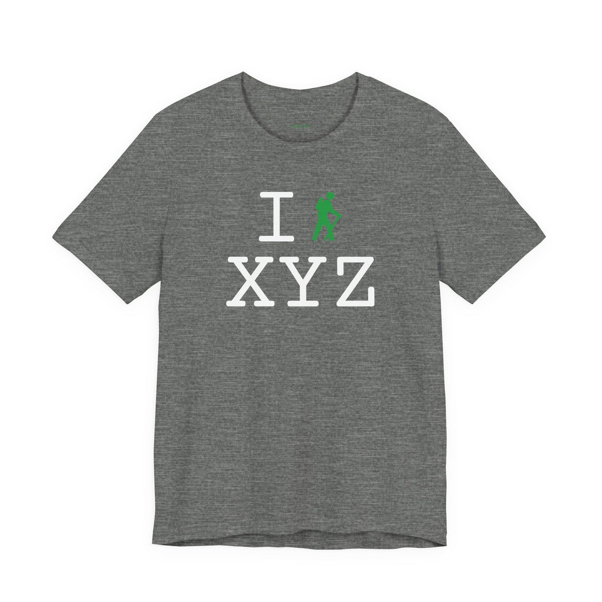 I Hike unisex T, green hiker