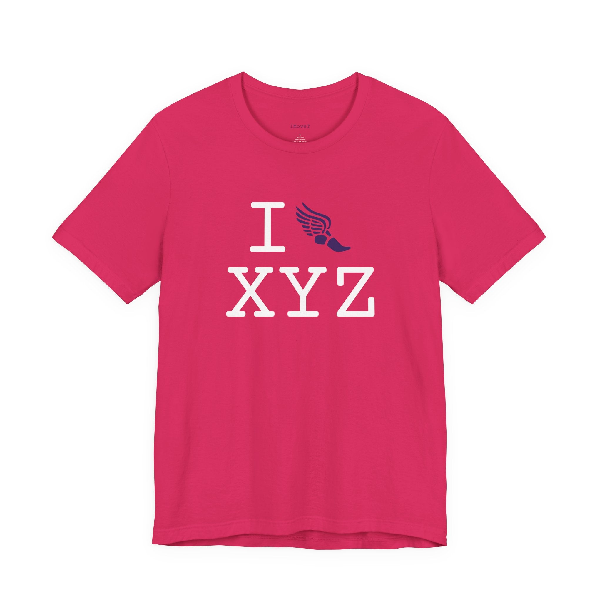 I Run ___ unisex T, purple logo