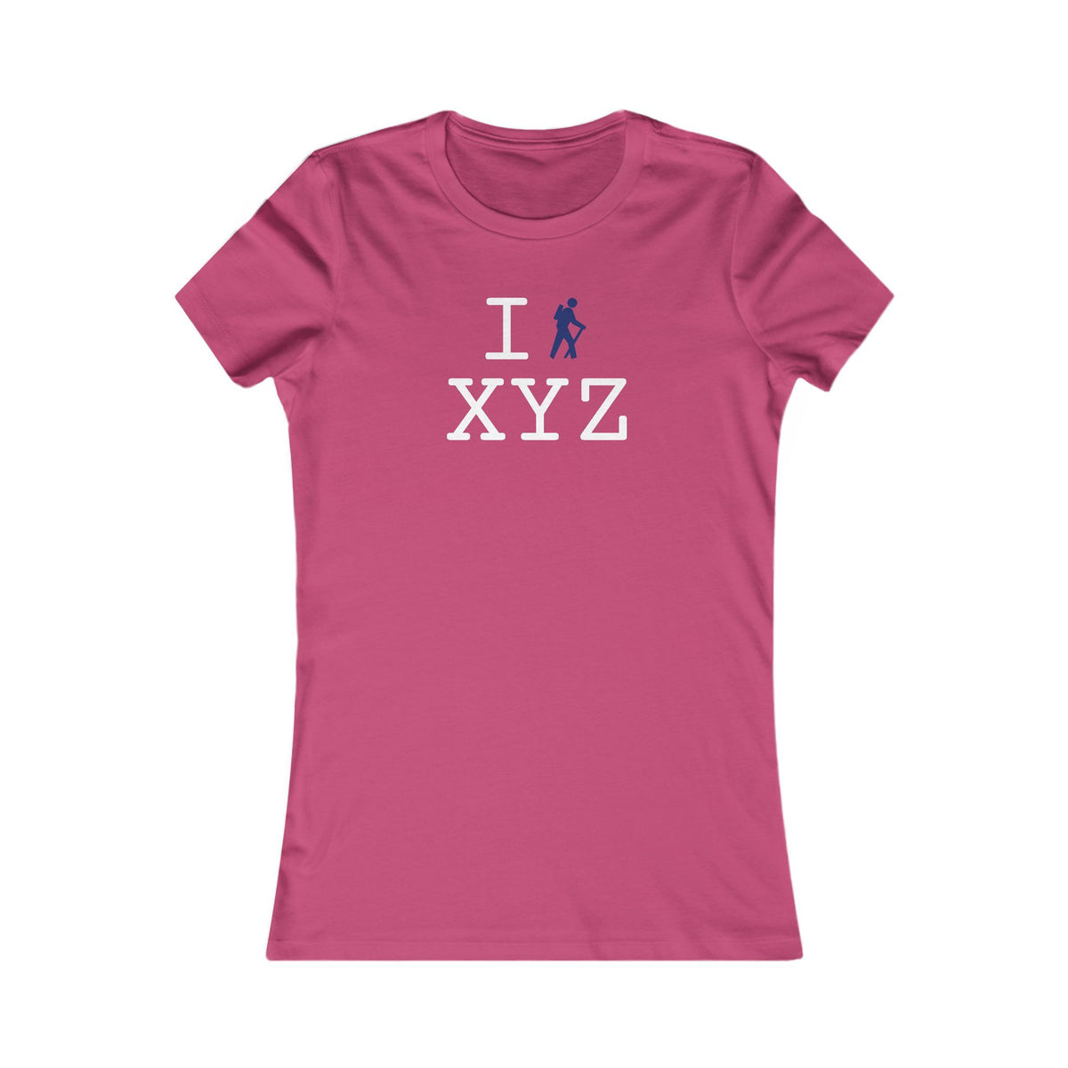 I Hike women's T, navy hiker