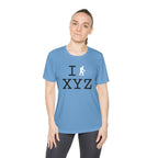 I Hike women's athletic T, white hiker