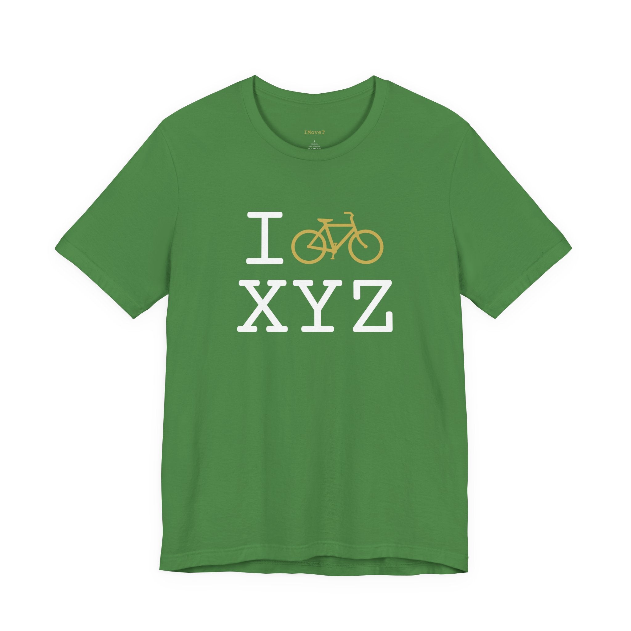 I Bike ___ unisex T, gold bike