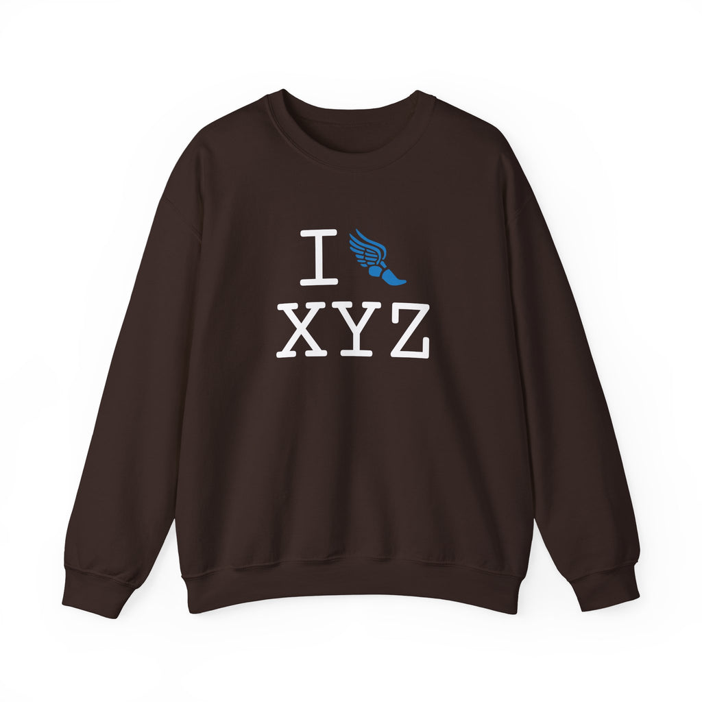 I Run sweatshirt, light blue logo