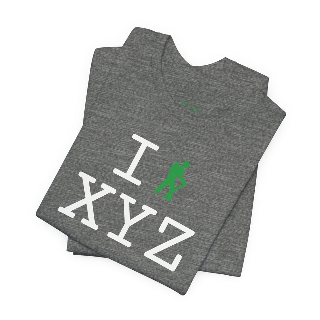 I Hike unisex T, green hiker