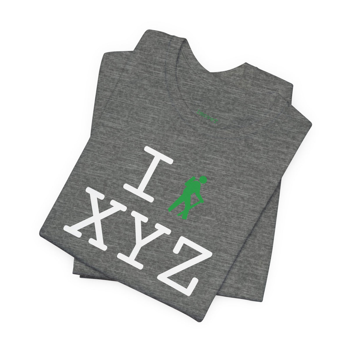 I Hike unisex T, green hiker