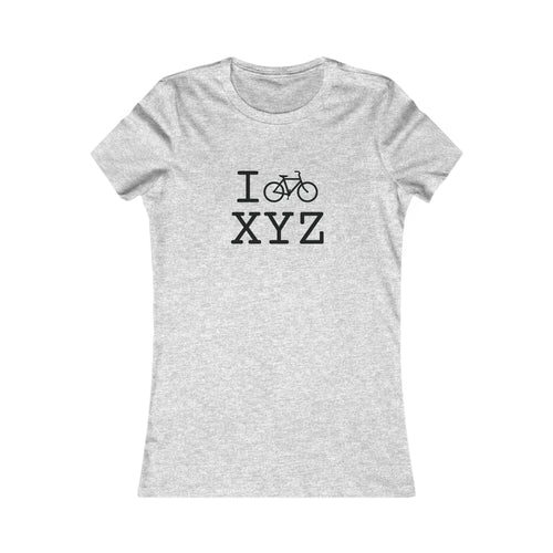 "I Bike ___" women's T, black bike