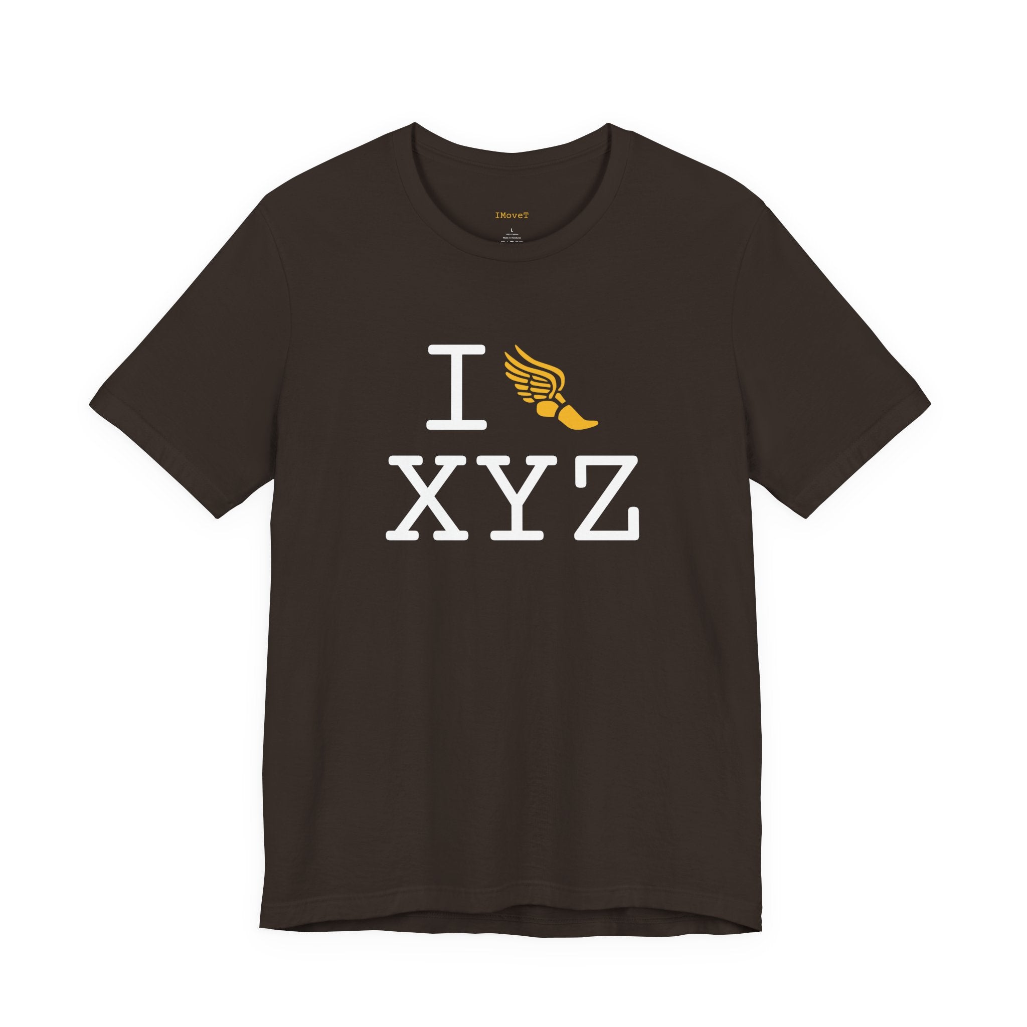 I Run ___ unisex T, yellow logo