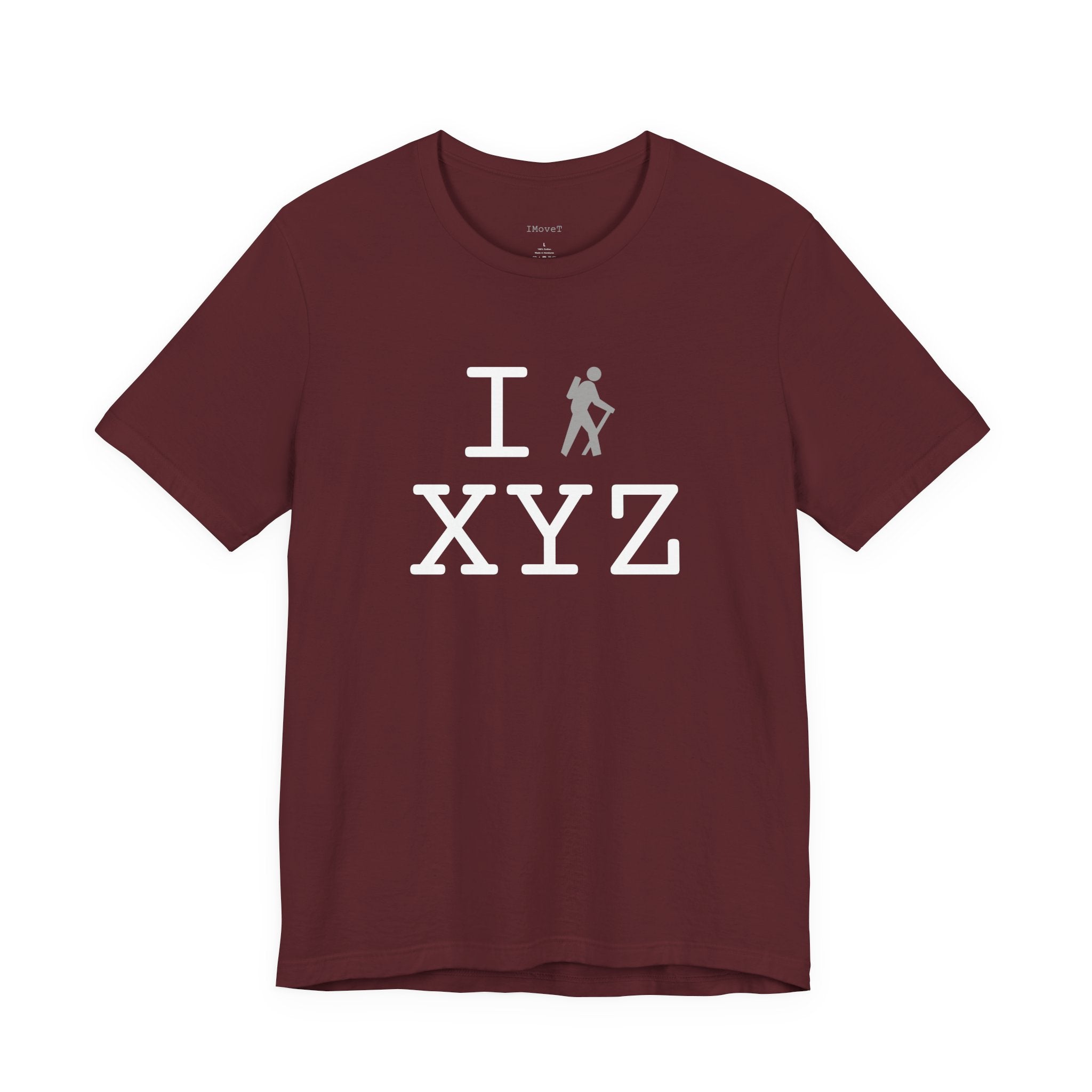 I Hike ___ unisex T, grey hiker