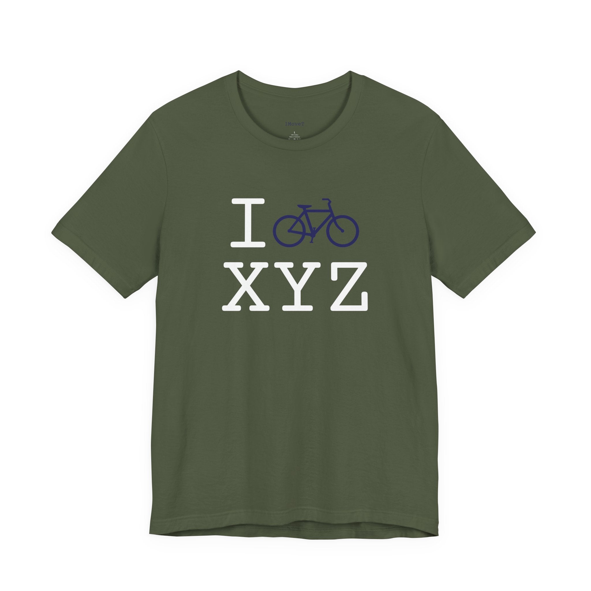 I Bike ___ unisex T, navy bike