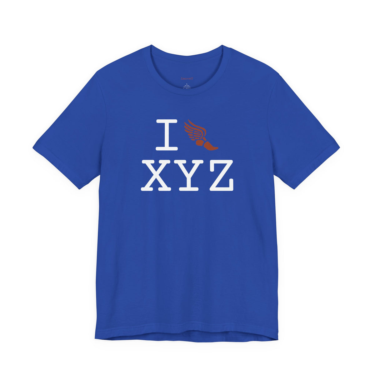 I Run unisex T, dark orange logo