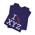 I Run unisex T, dark orange logo