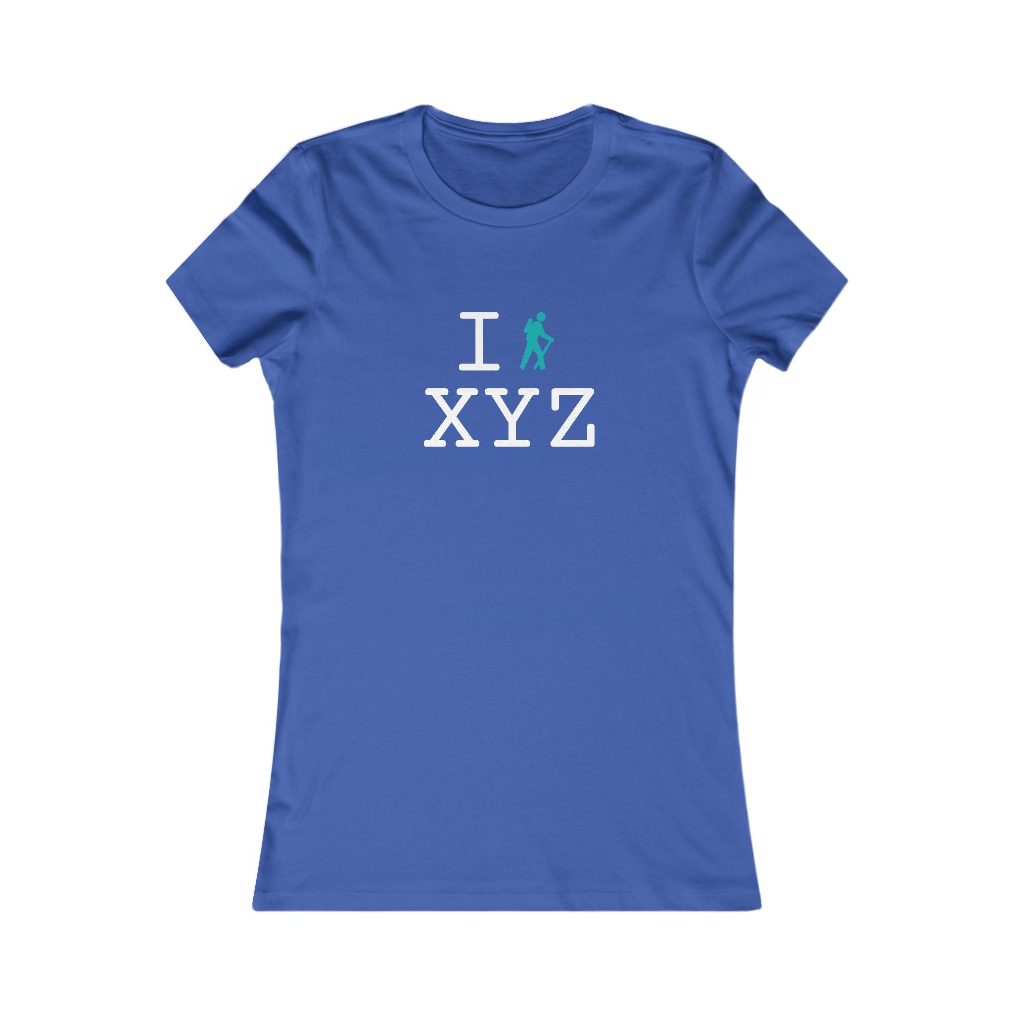 "I Hike ___" women's T, teal hiker
