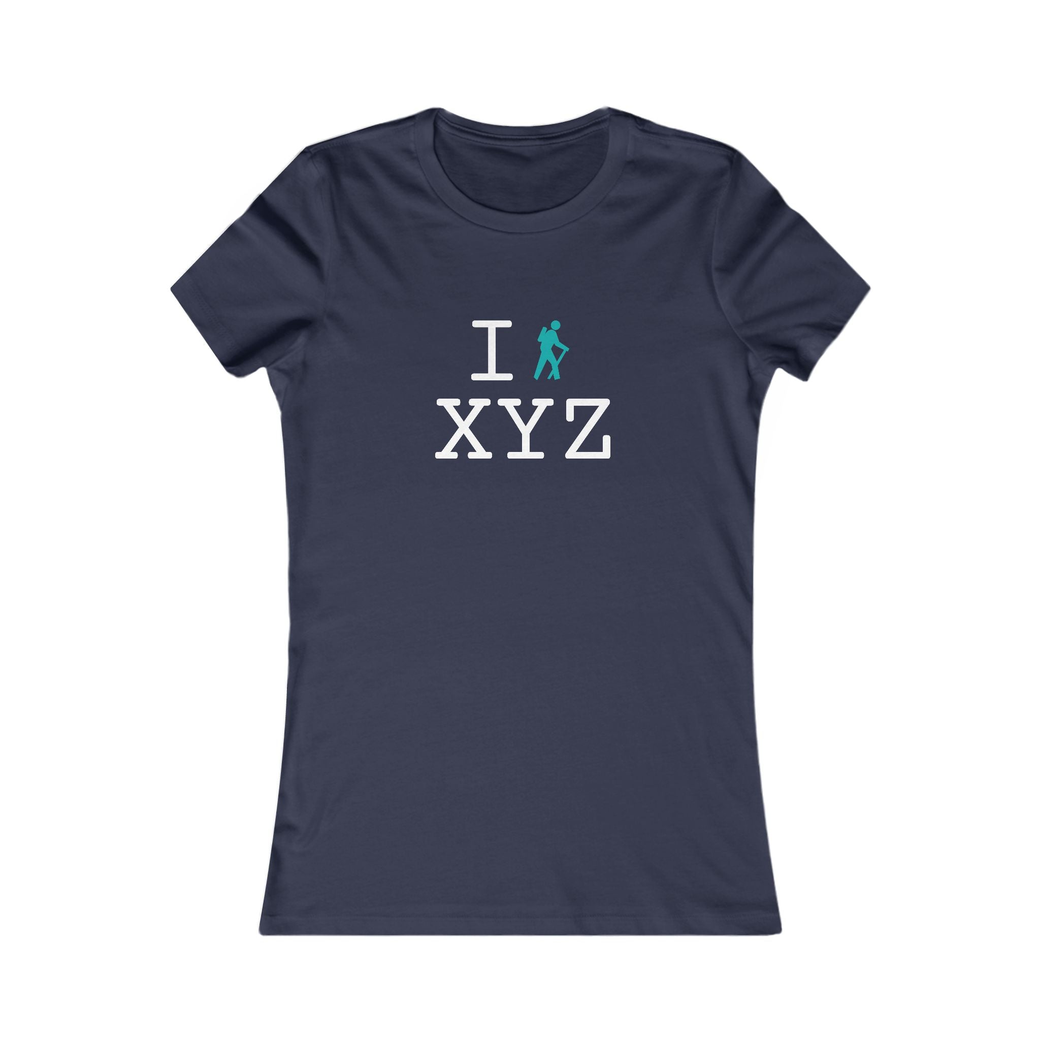 "I Hike ___" women's T, teal hiker