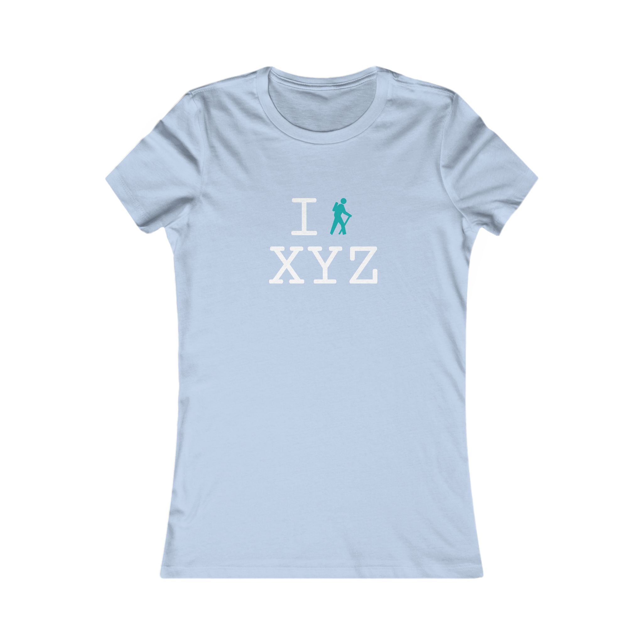 "I Hike ___" women's T, teal hiker