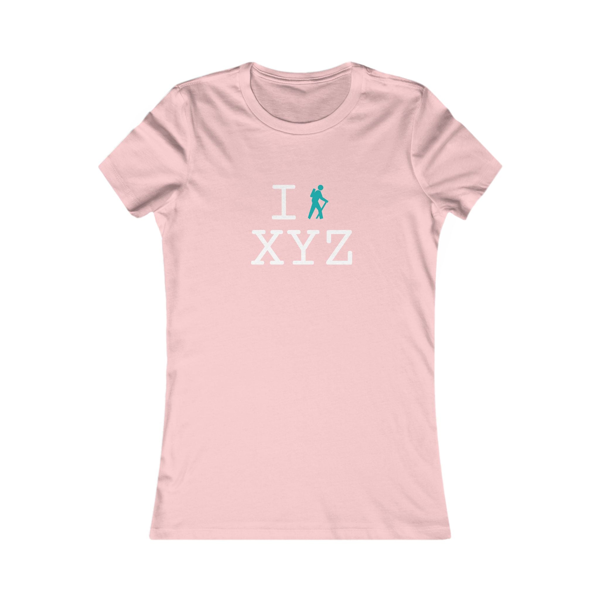 "I Hike ___" women's T, teal hiker