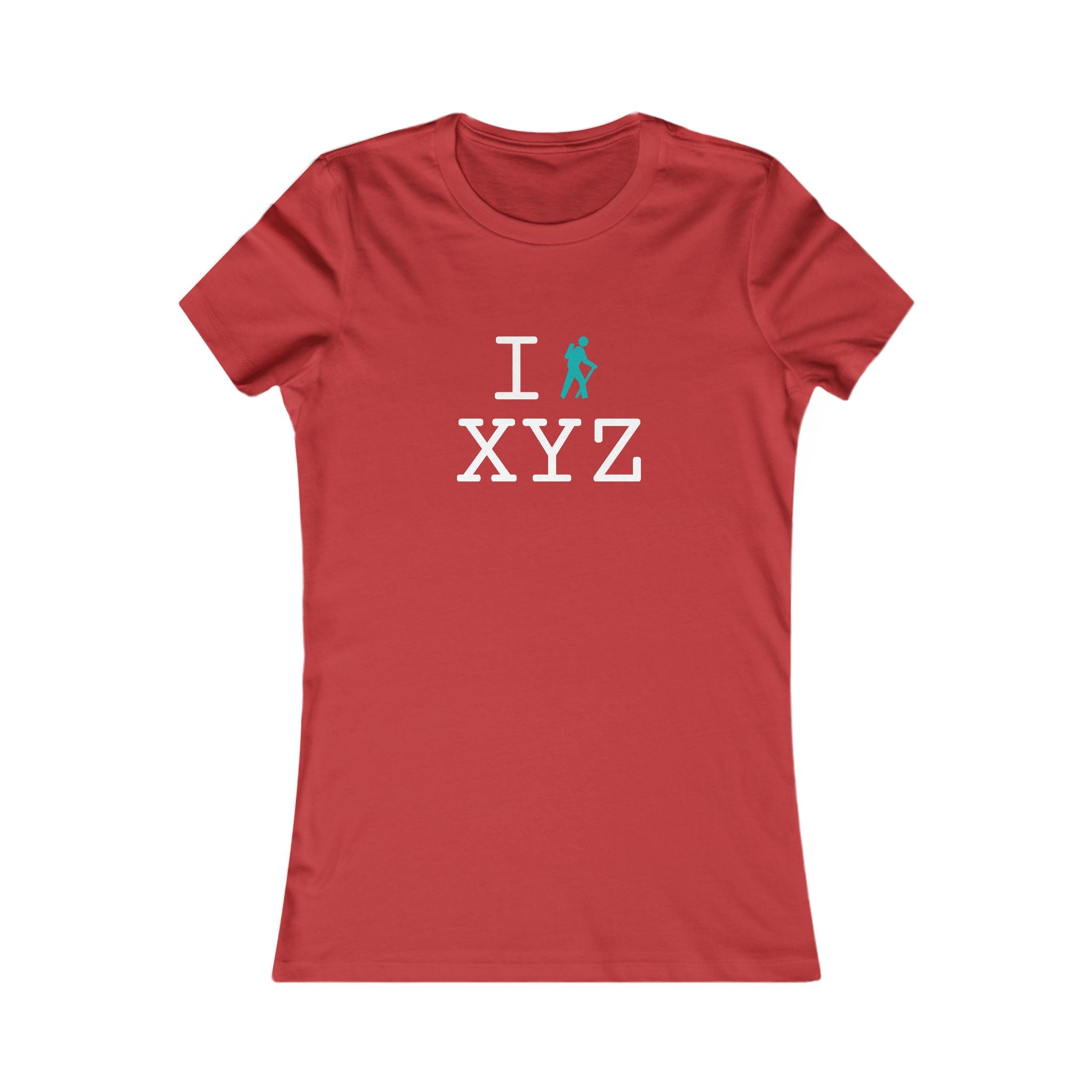 "I Hike ___" women's T, teal hiker
