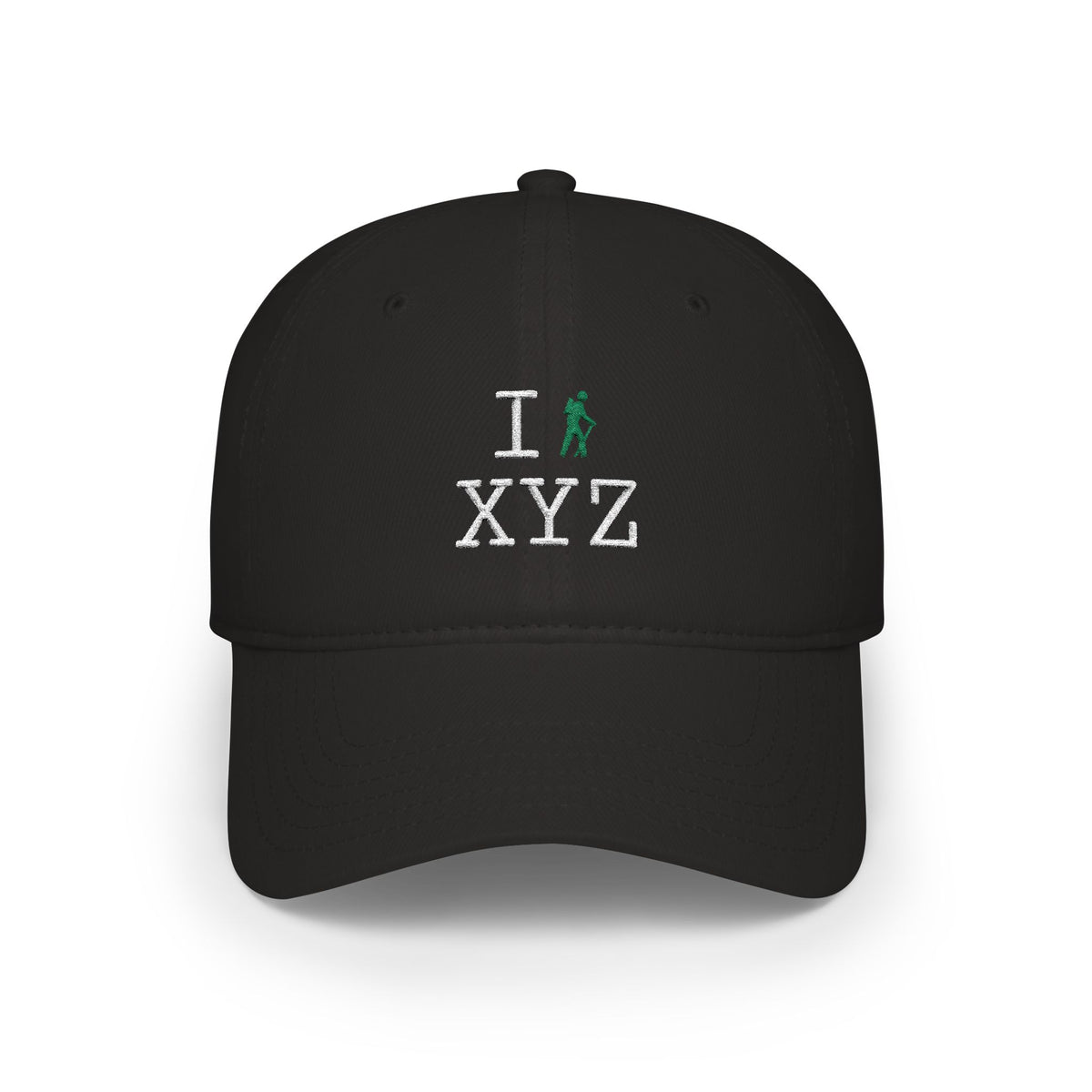 I Hike baseball cap, green hiker