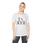 I Run women's athletic T, dark orange logo