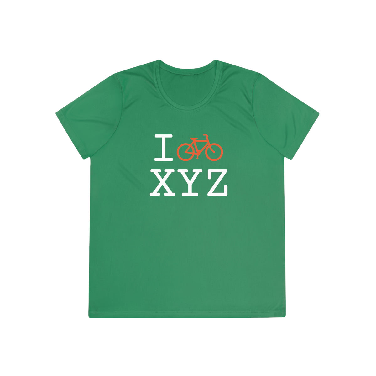 I Bike women's athletic T, orange bike