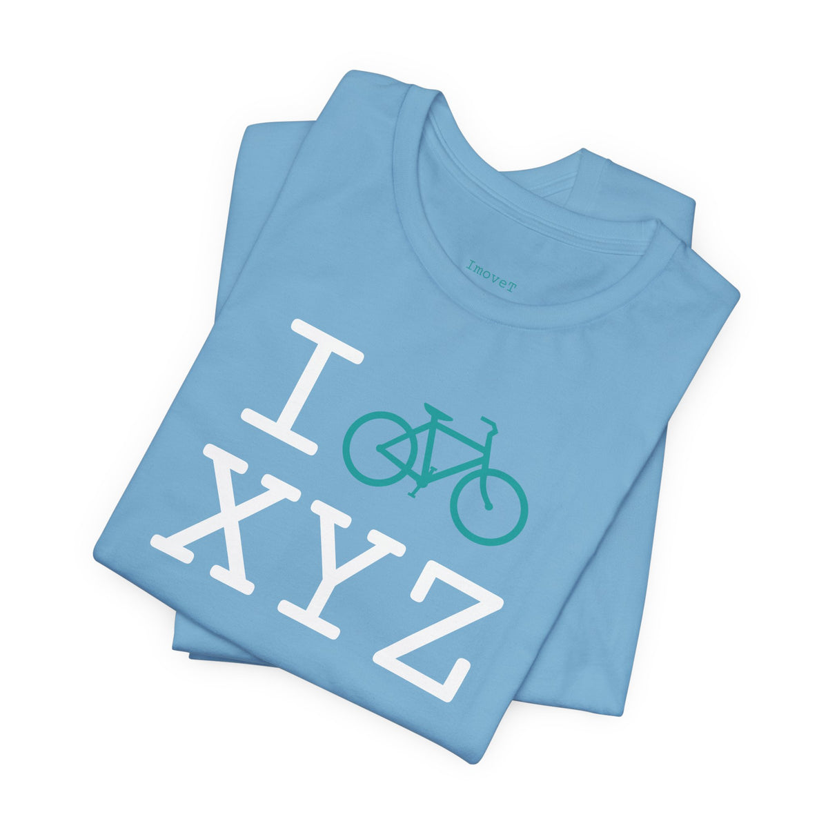 I Bike unisex T, teal bike