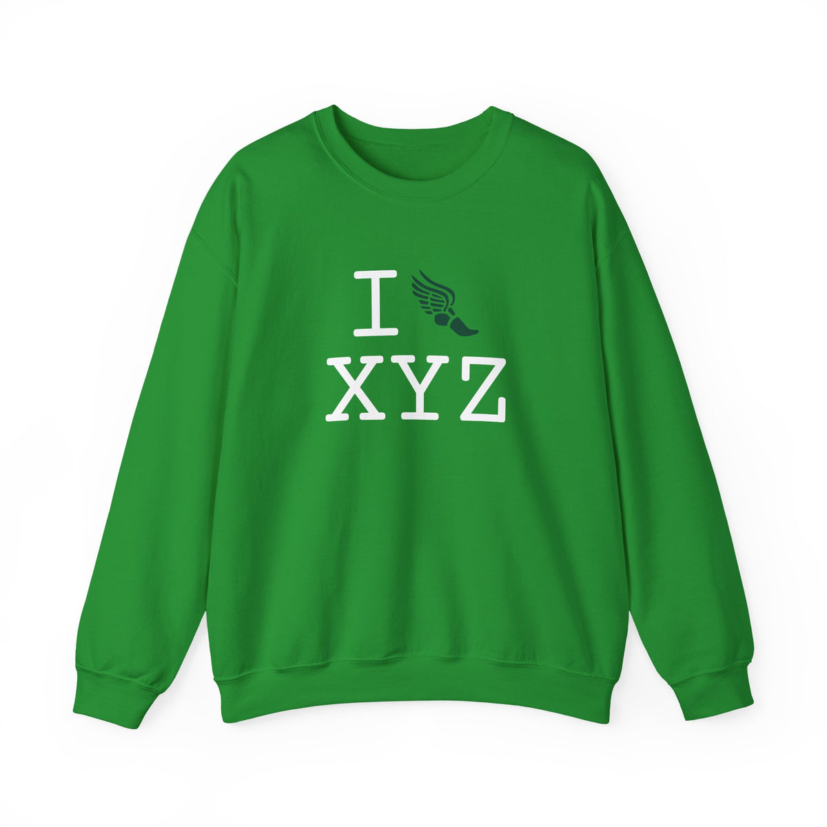 I Run sweatshirt, dark green logo
