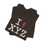 I Hike unisex T, hot pink hiker
