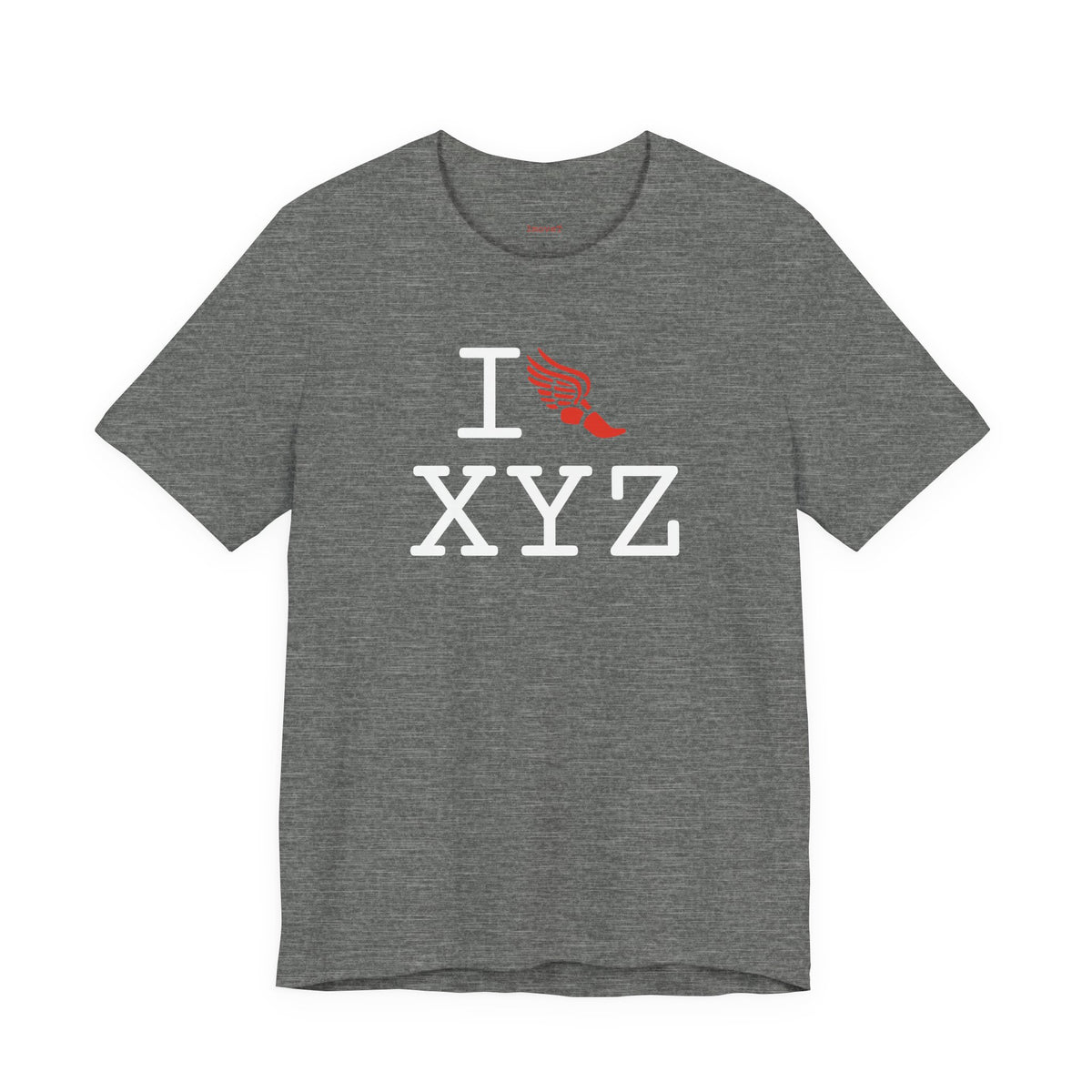 I Run unisex T, red logo
