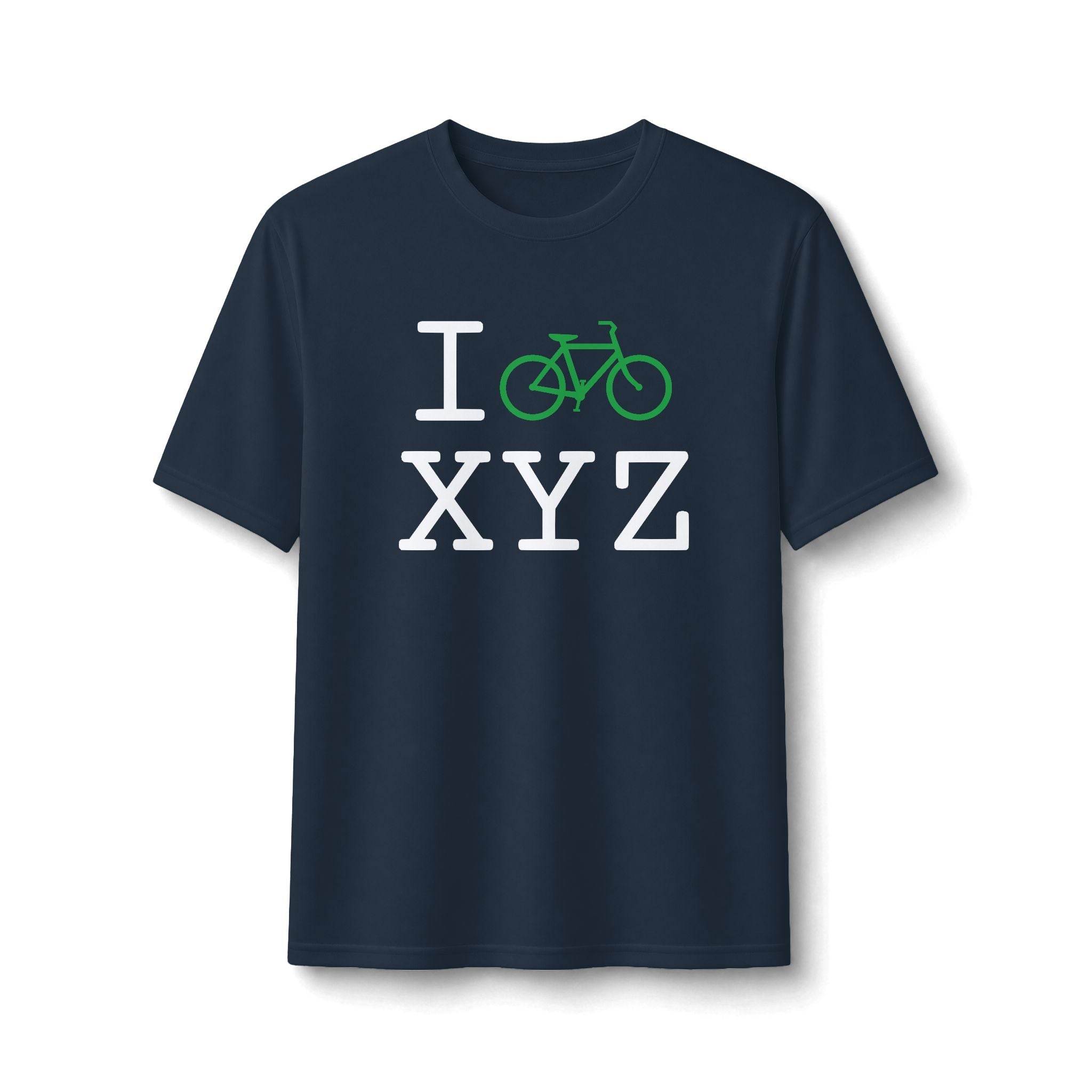 "I Bike ___" athletic T, green bike