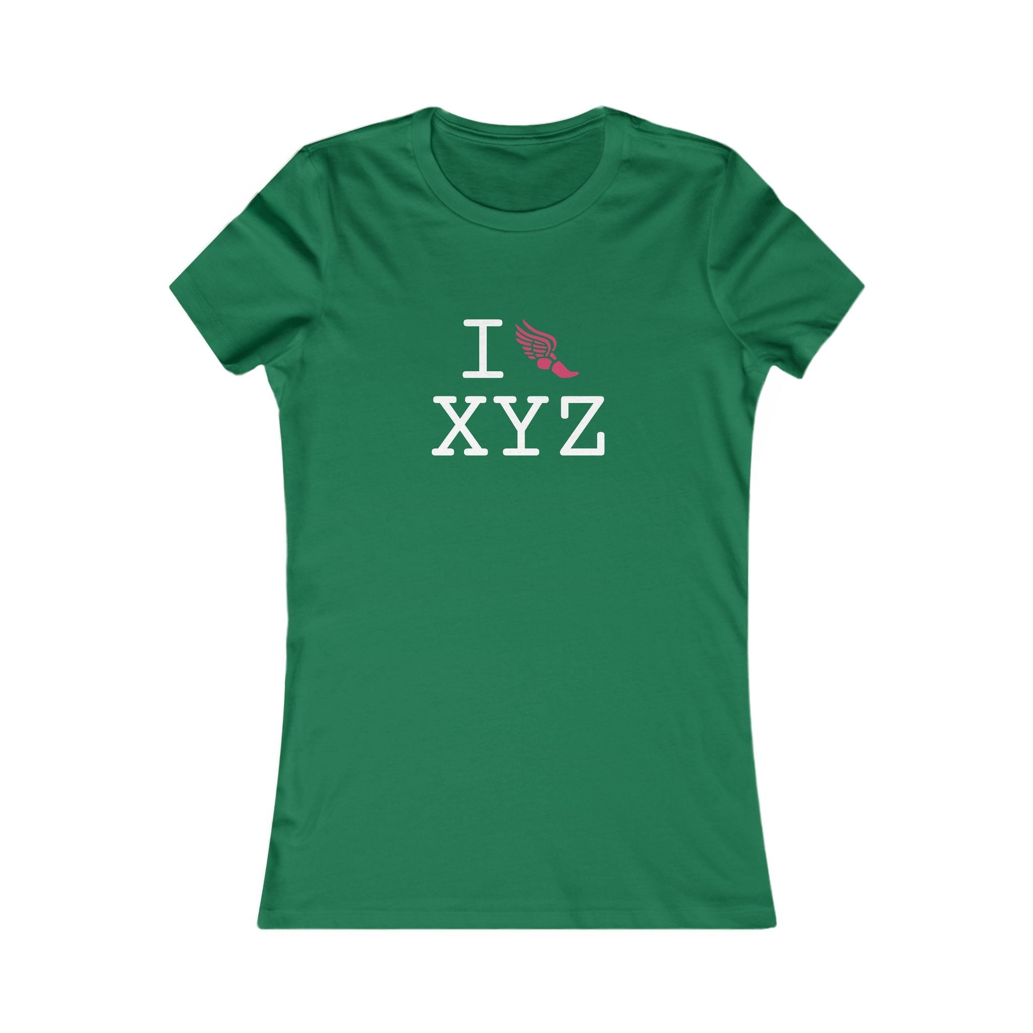 I Run ___ women's T, hot pink logo