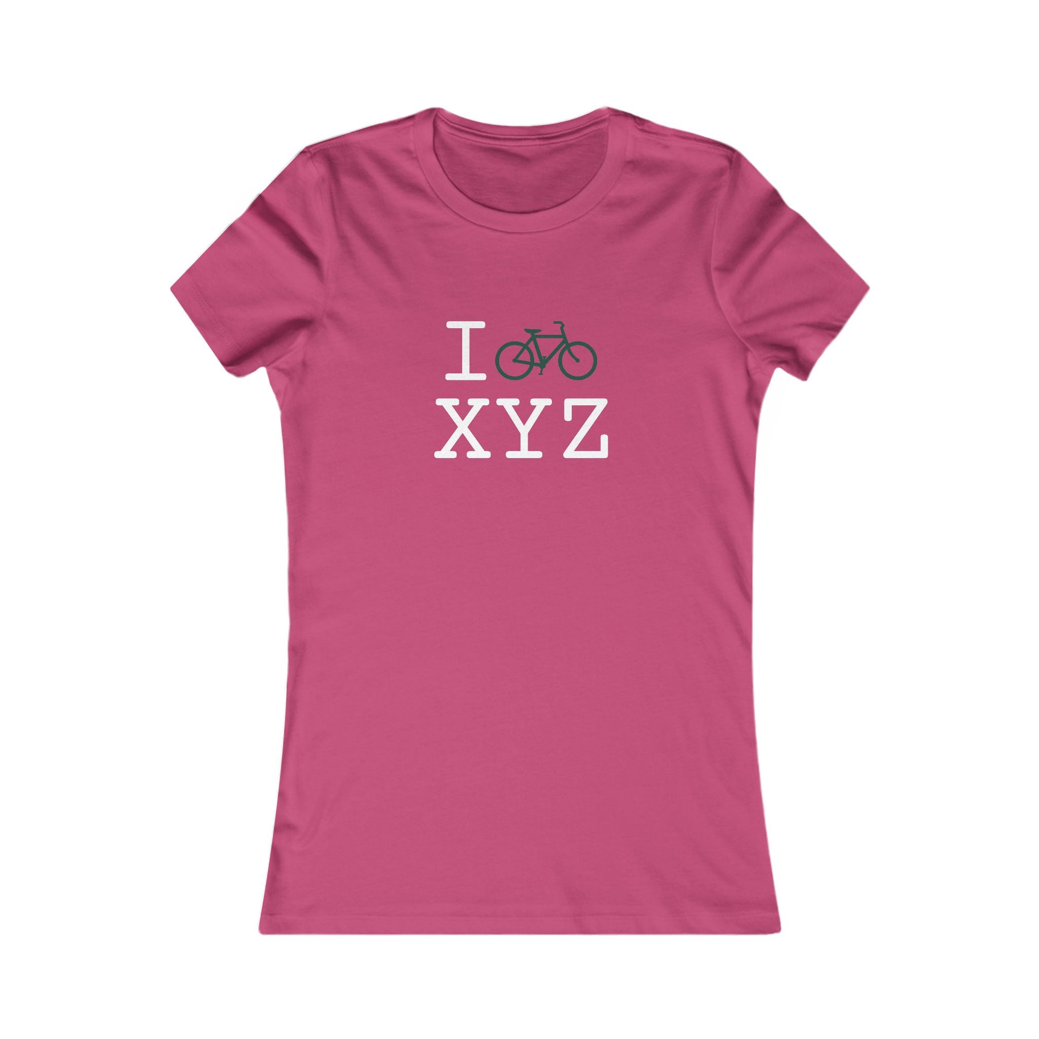 "I Bike ___" women's T, dark green bike