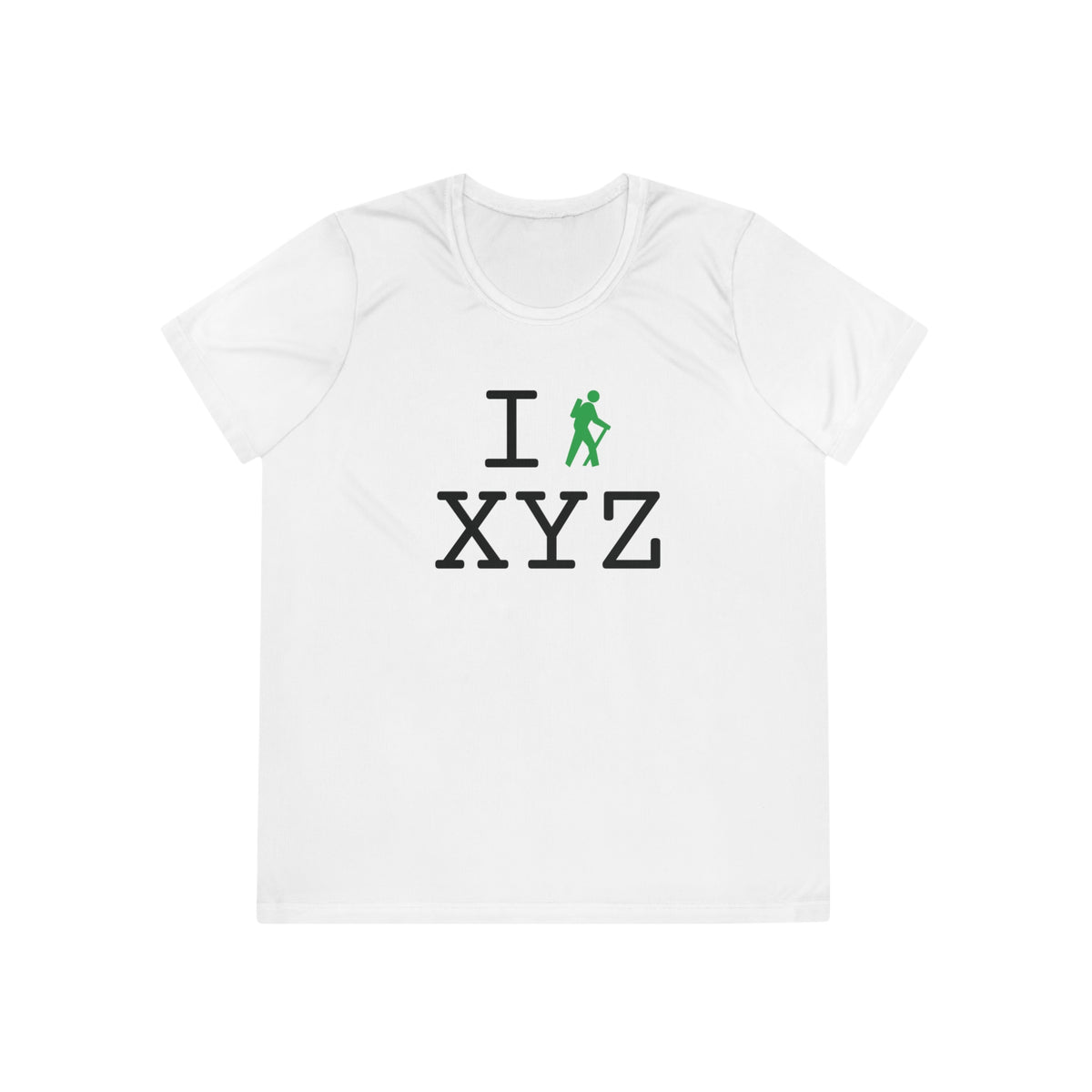 I Hike women's athletic T, green hiker