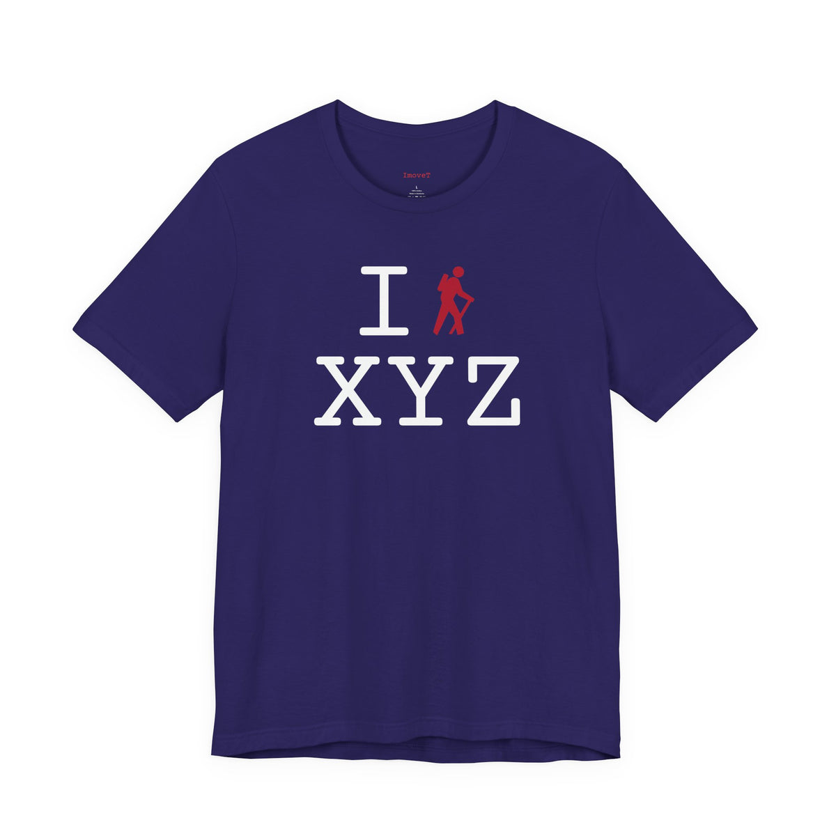 I Hike unisex T, red hiker