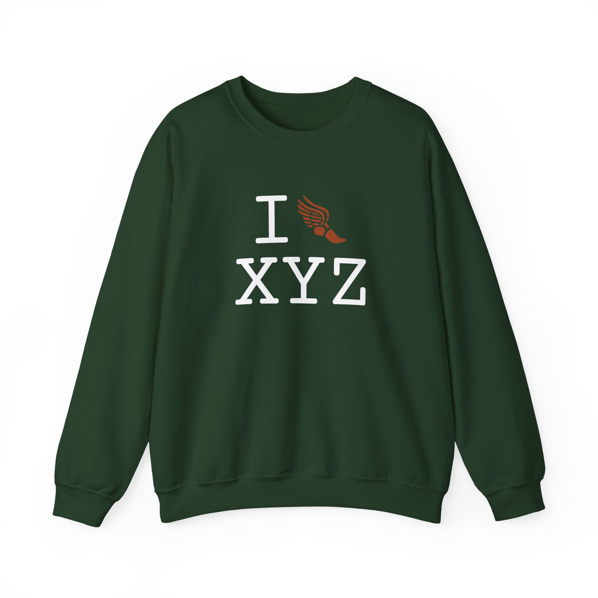 I Run sweatshirt, dark orange logo