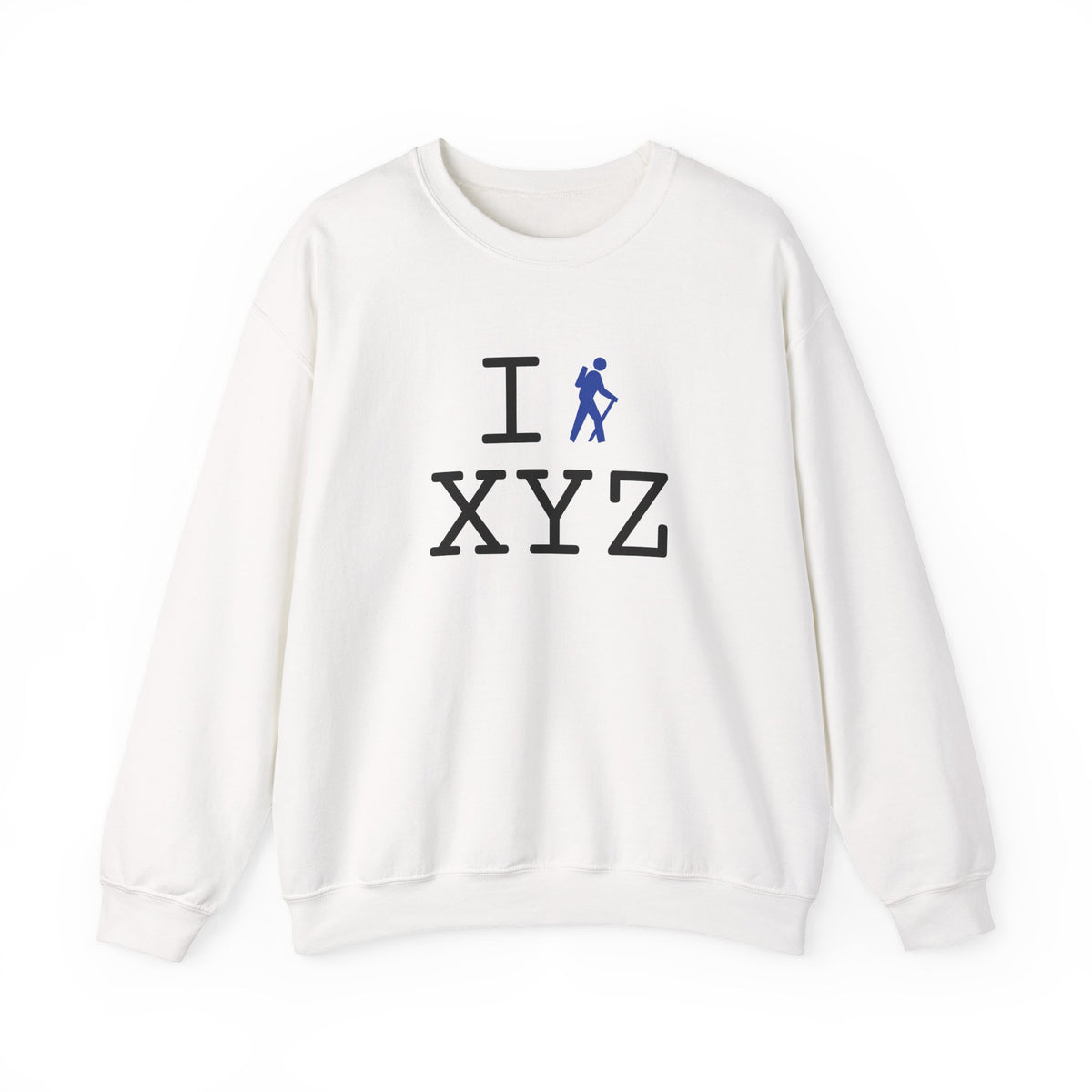 I Hike sweatshirt, blue hiker