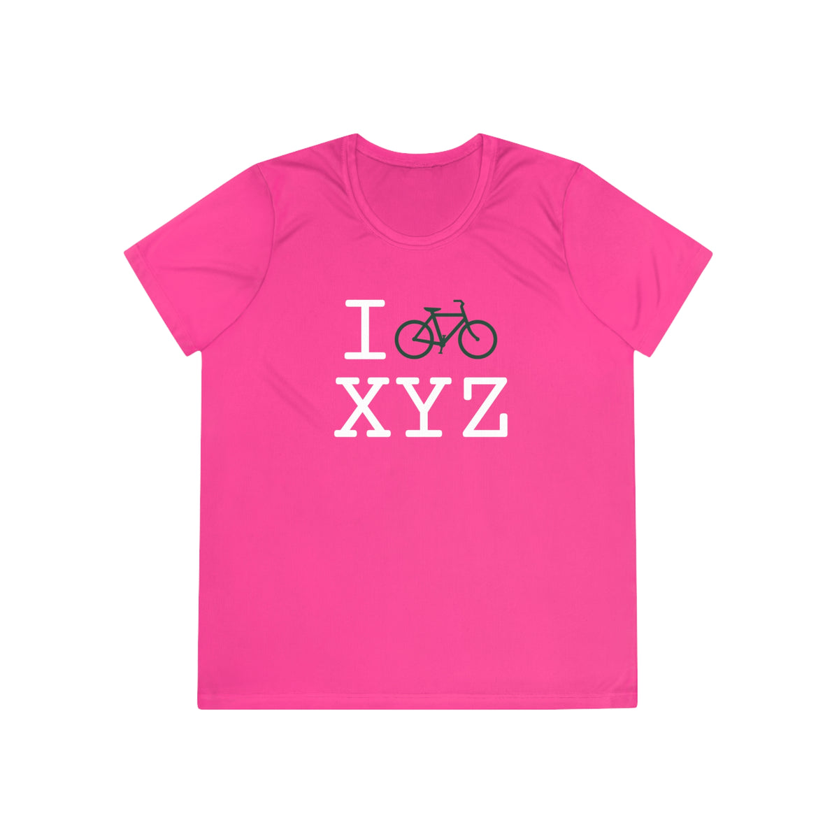 I Bike women's athletic T, dark green bike