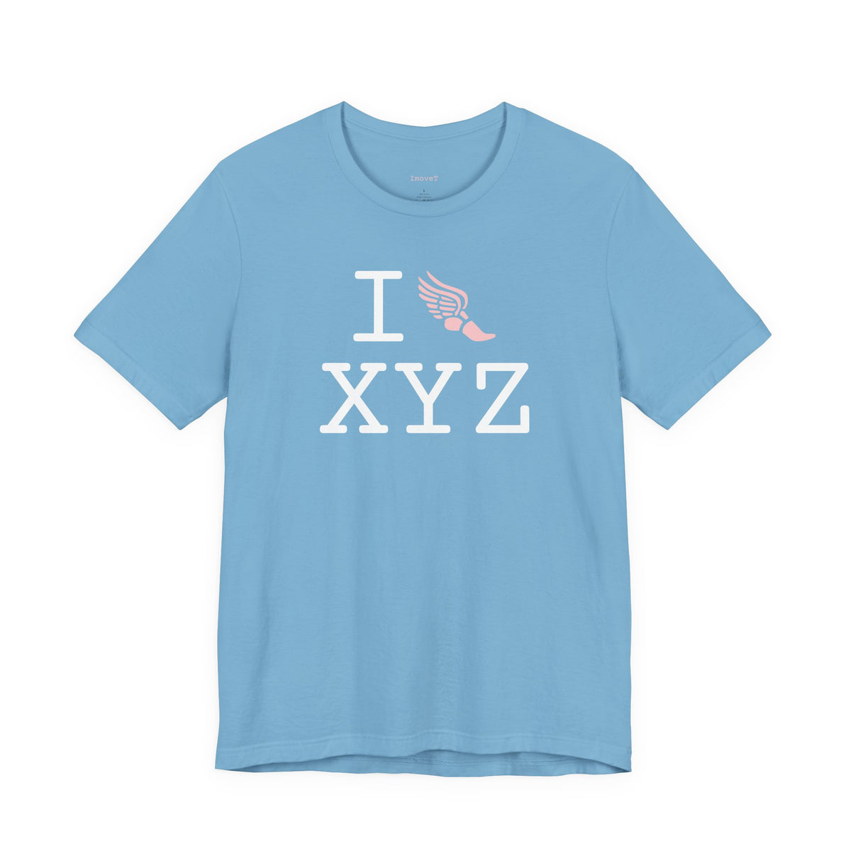 I Run unisex T, pink logo