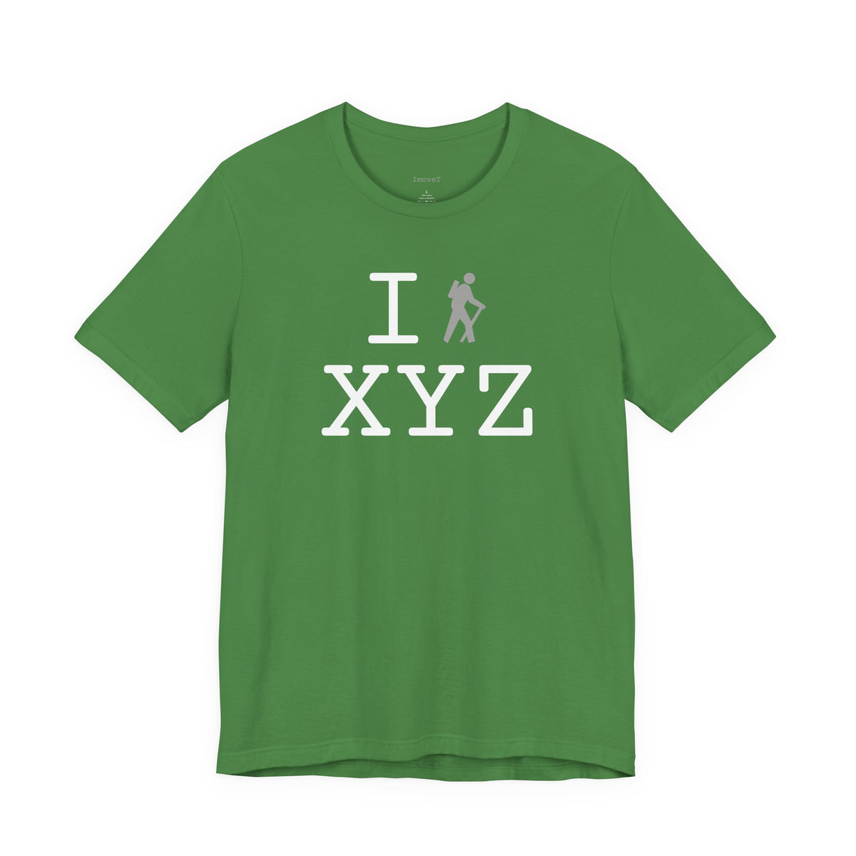 I Hike unisex T, grey hiker