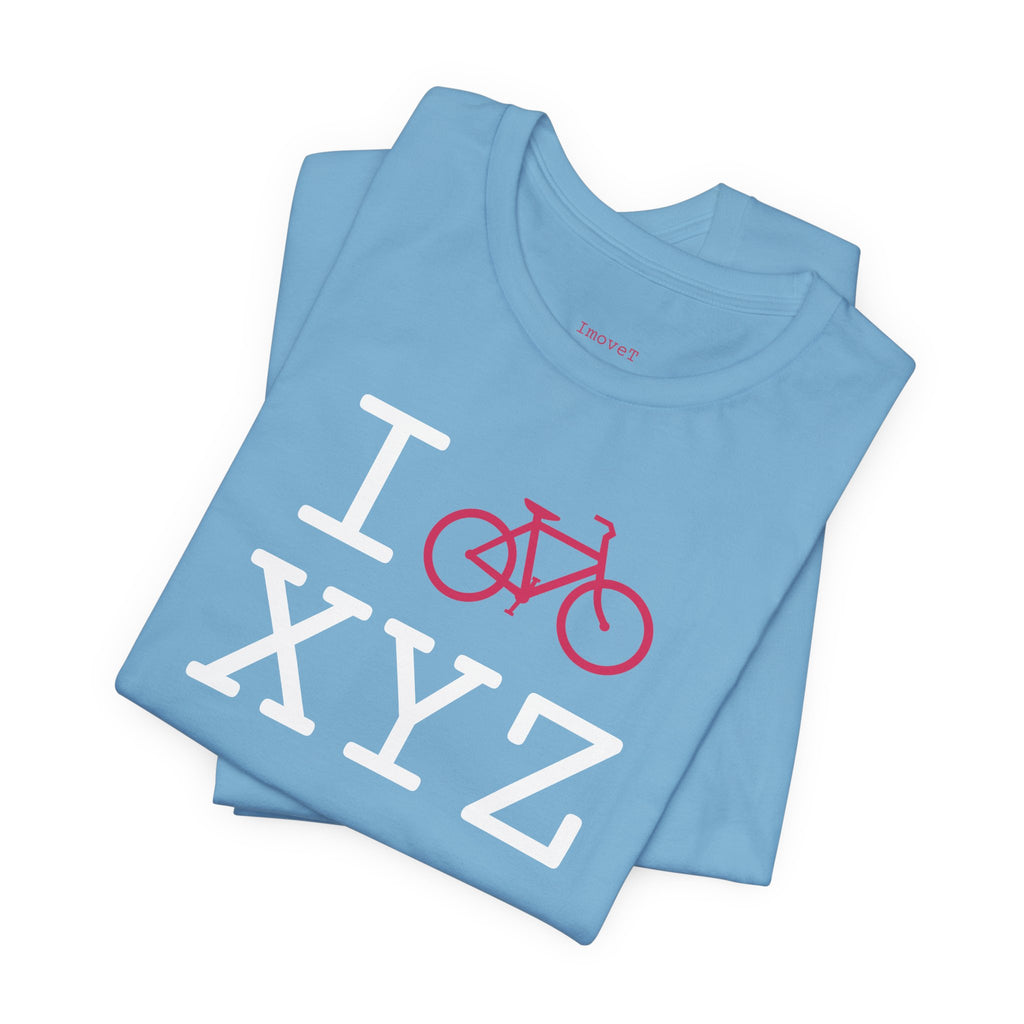 I Bike unisex T, hot pink bike
