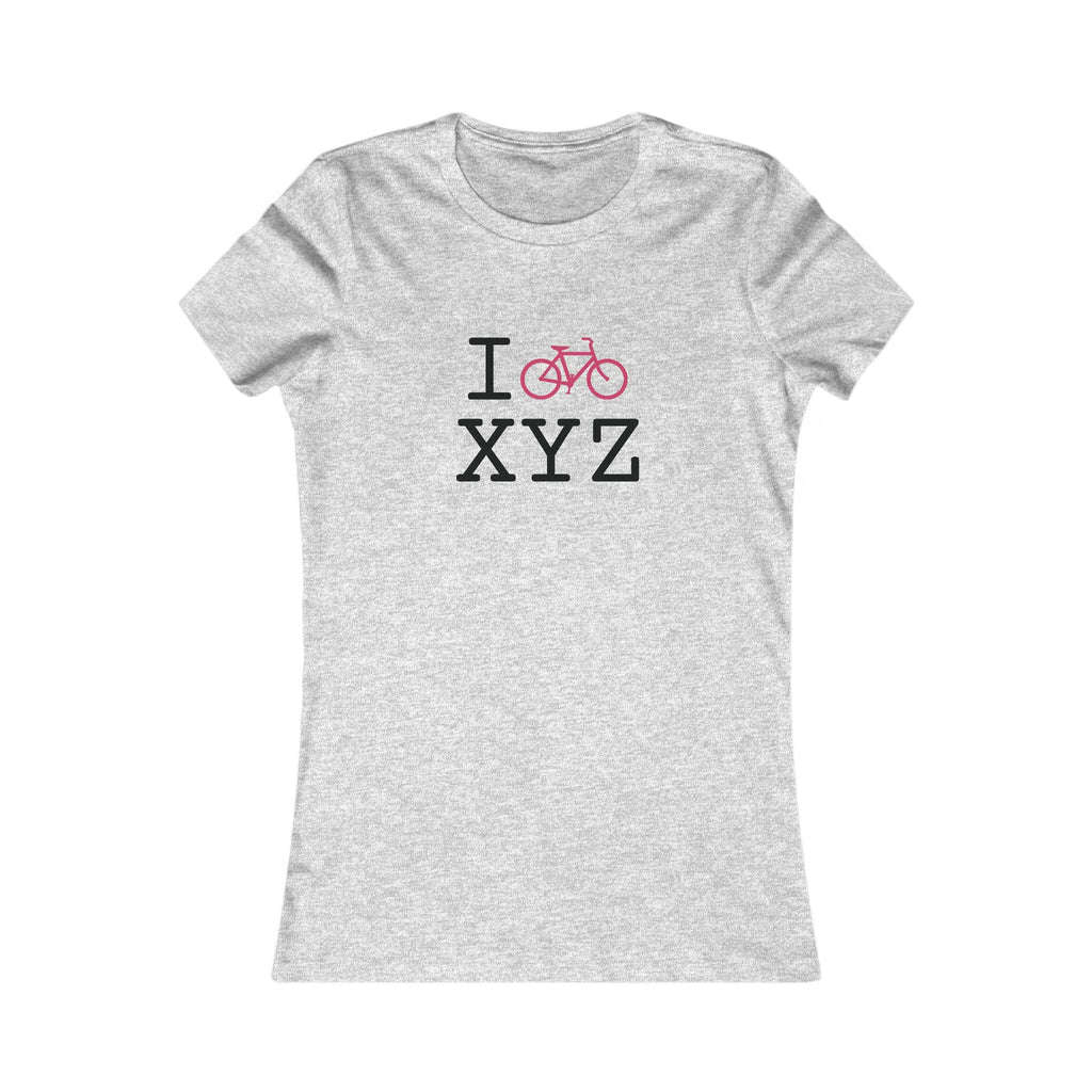 "I Bike ___" women's T, fuchsia bike