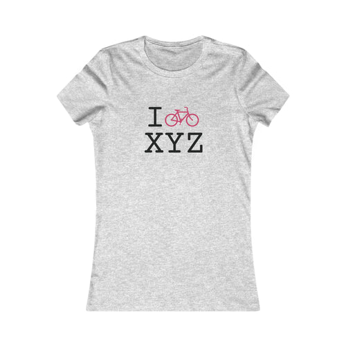 "I Bike ___" women's T, fuchsia bike