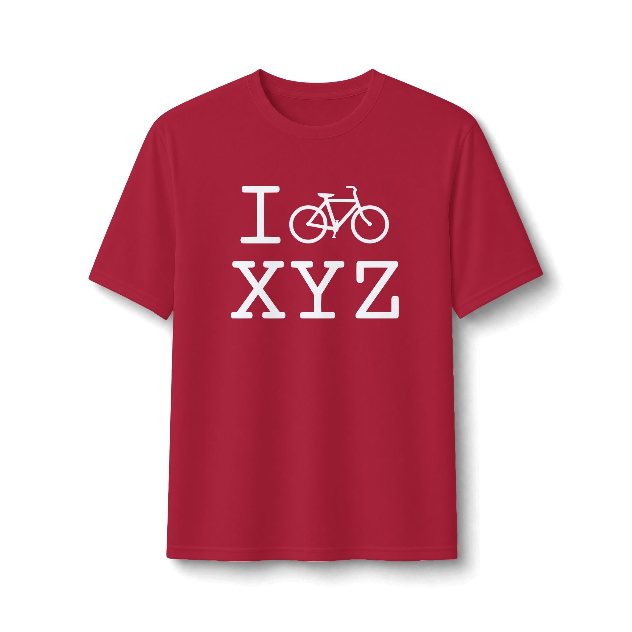 "I Bike ___" athletic T, white bike