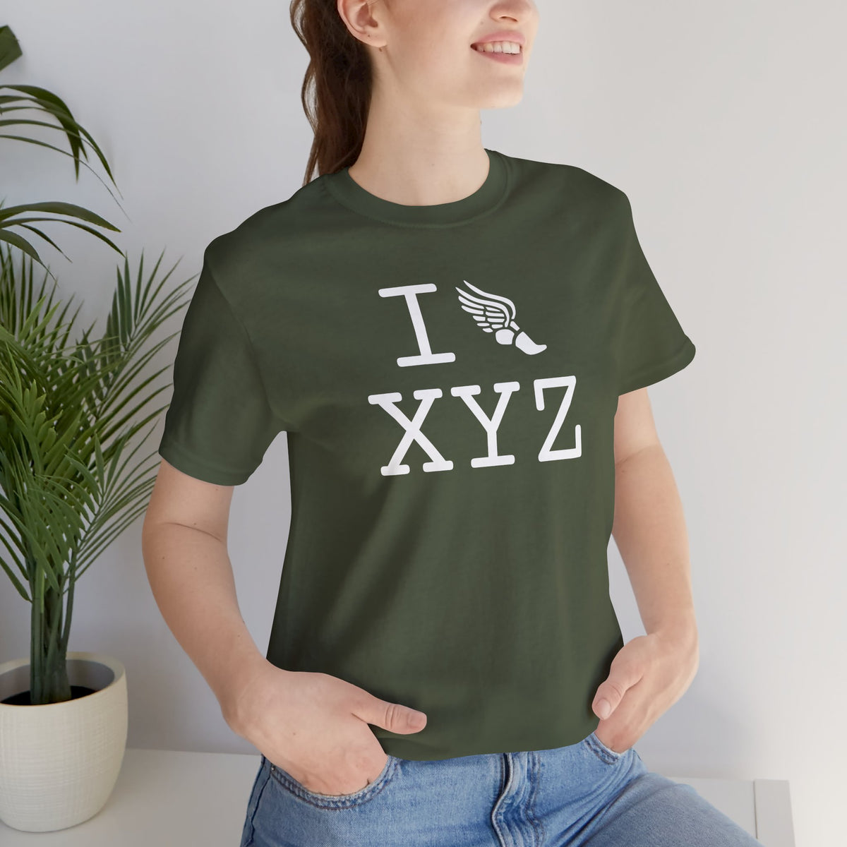 I Run unisex T, white logo