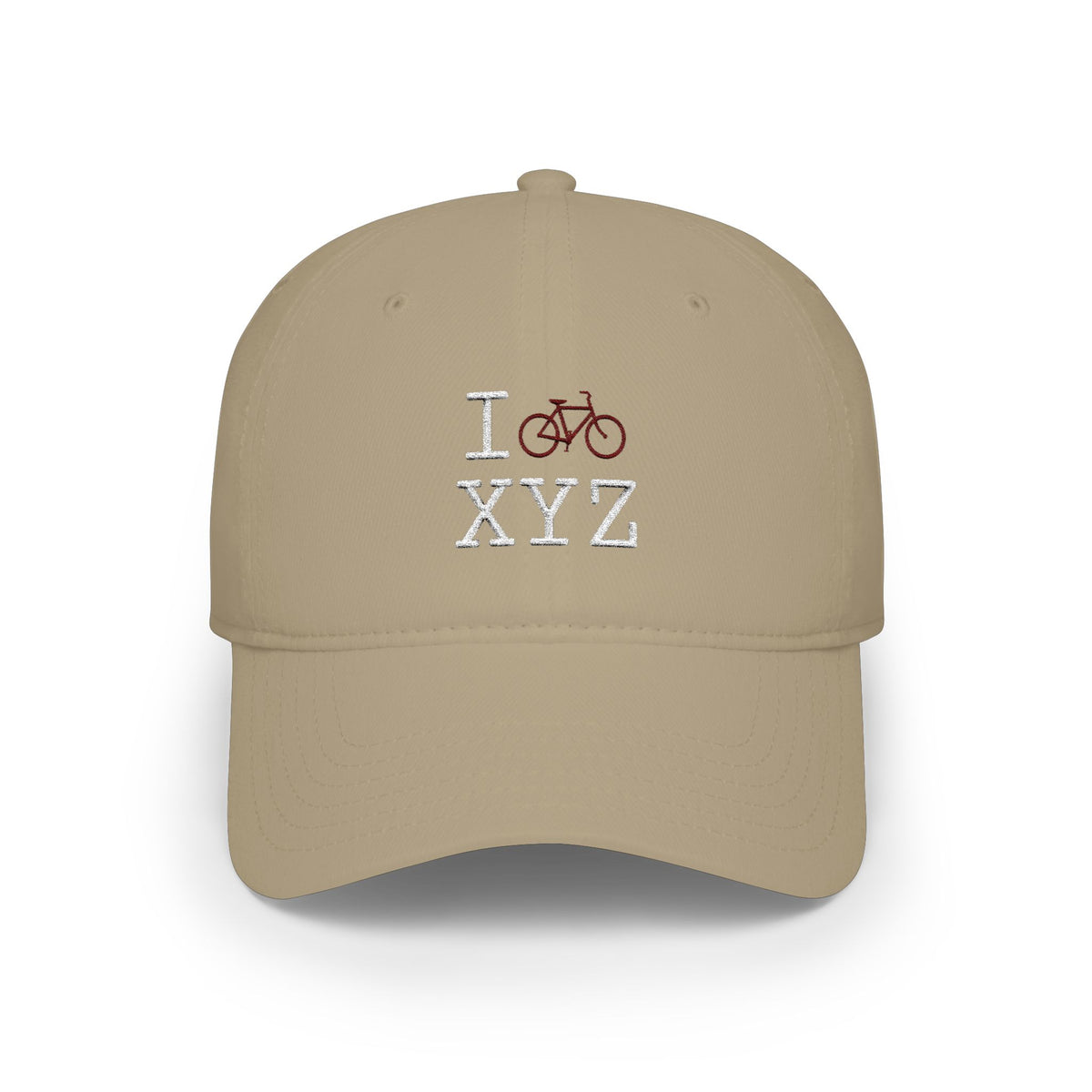 I Bike baseball cap, maroon bike