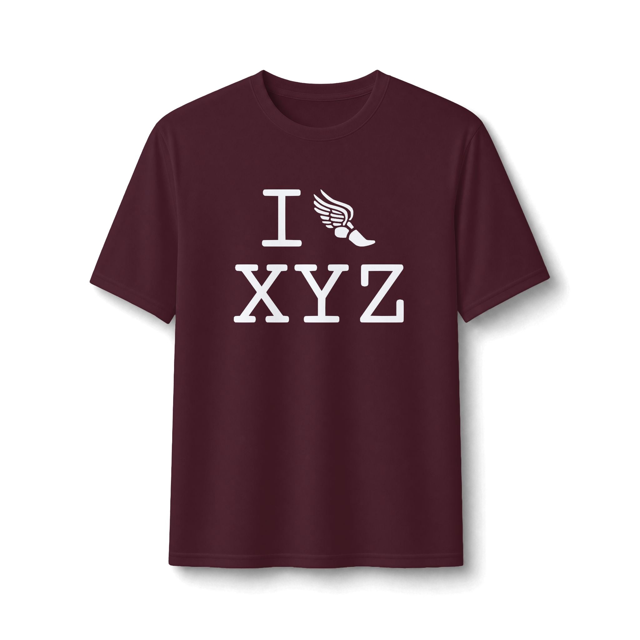 I Run ___ athletic T, white logo
