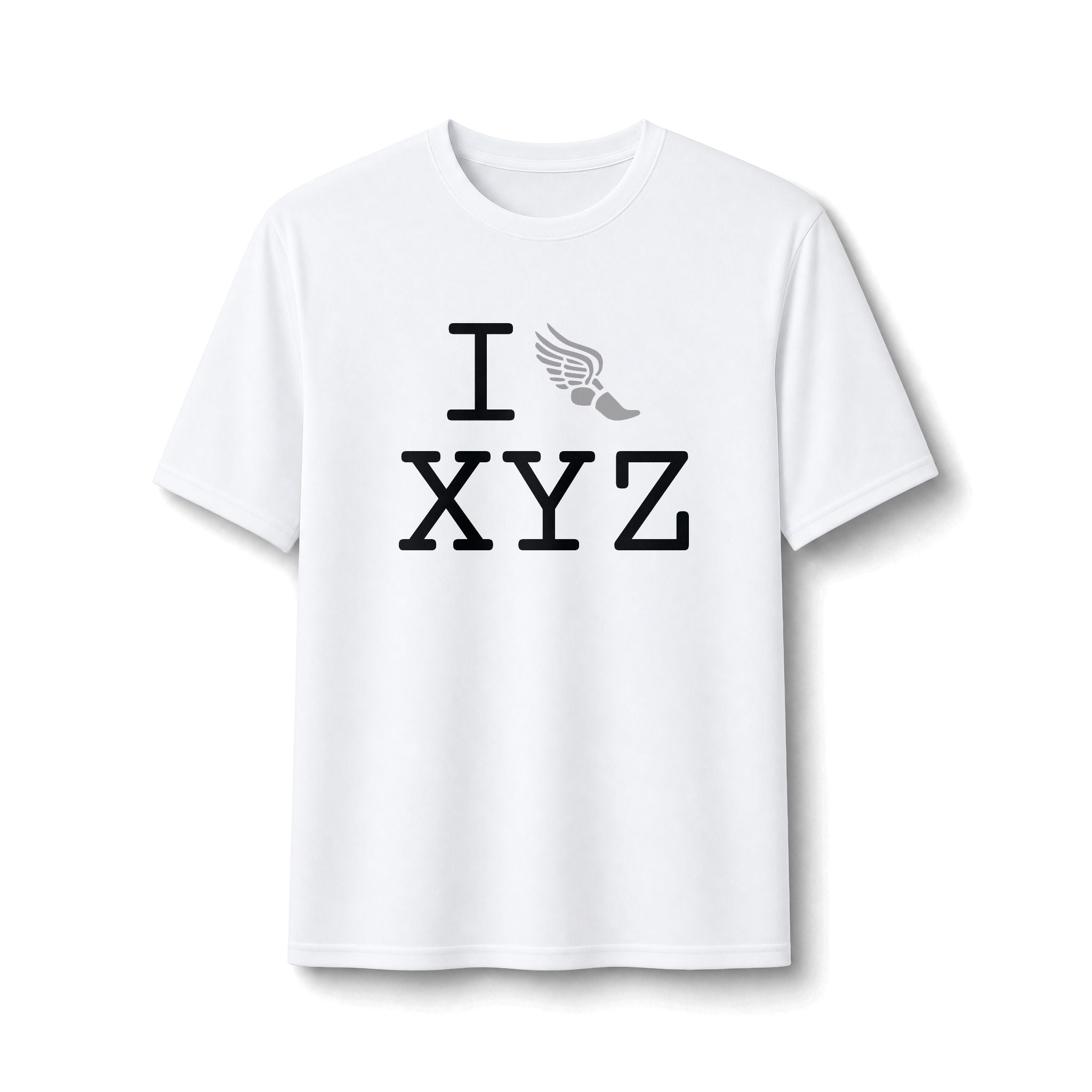 I Run ___ athletic T, grey logo