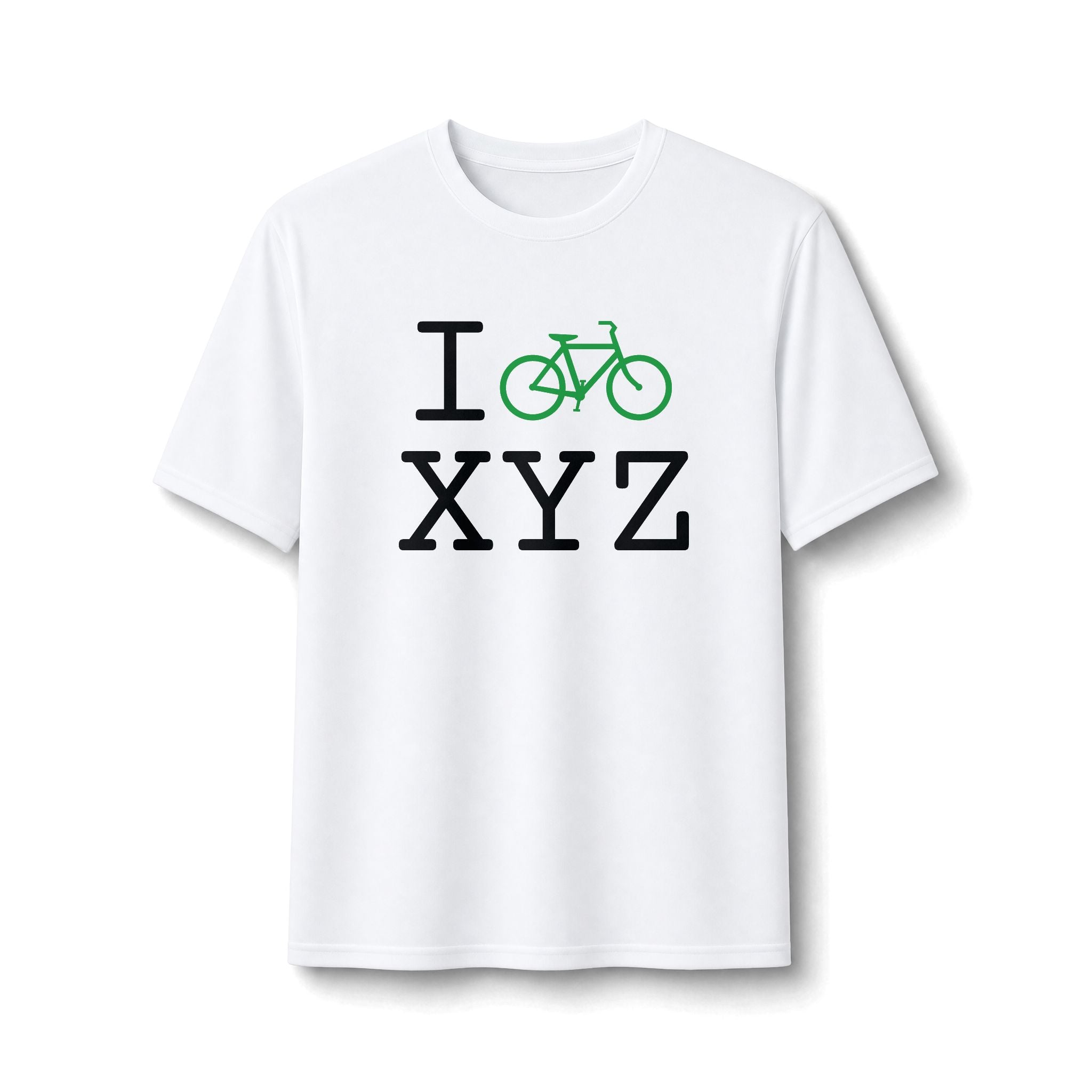 "I Bike ___" athletic T, green bike