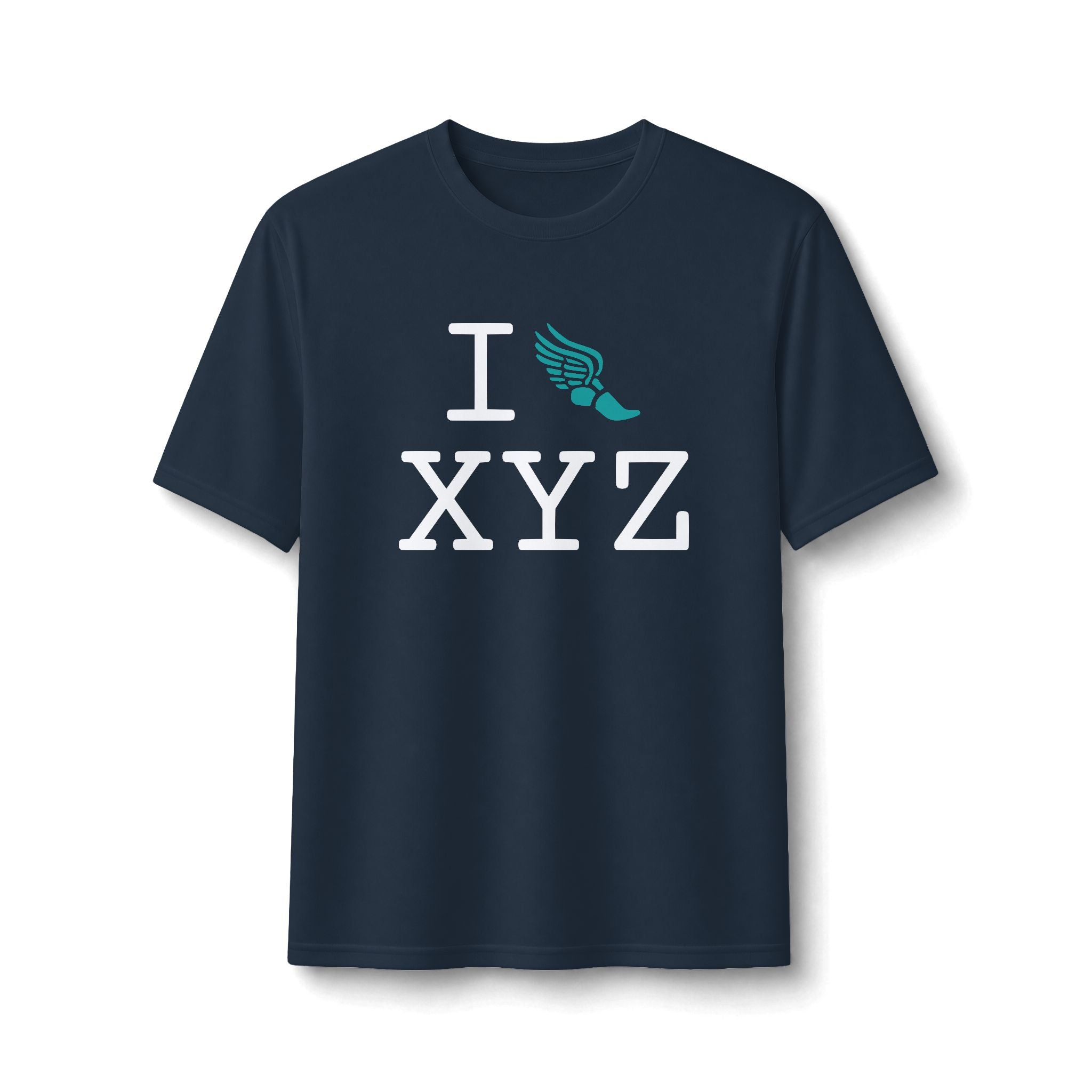 I Run ___ athletic T, teal logo