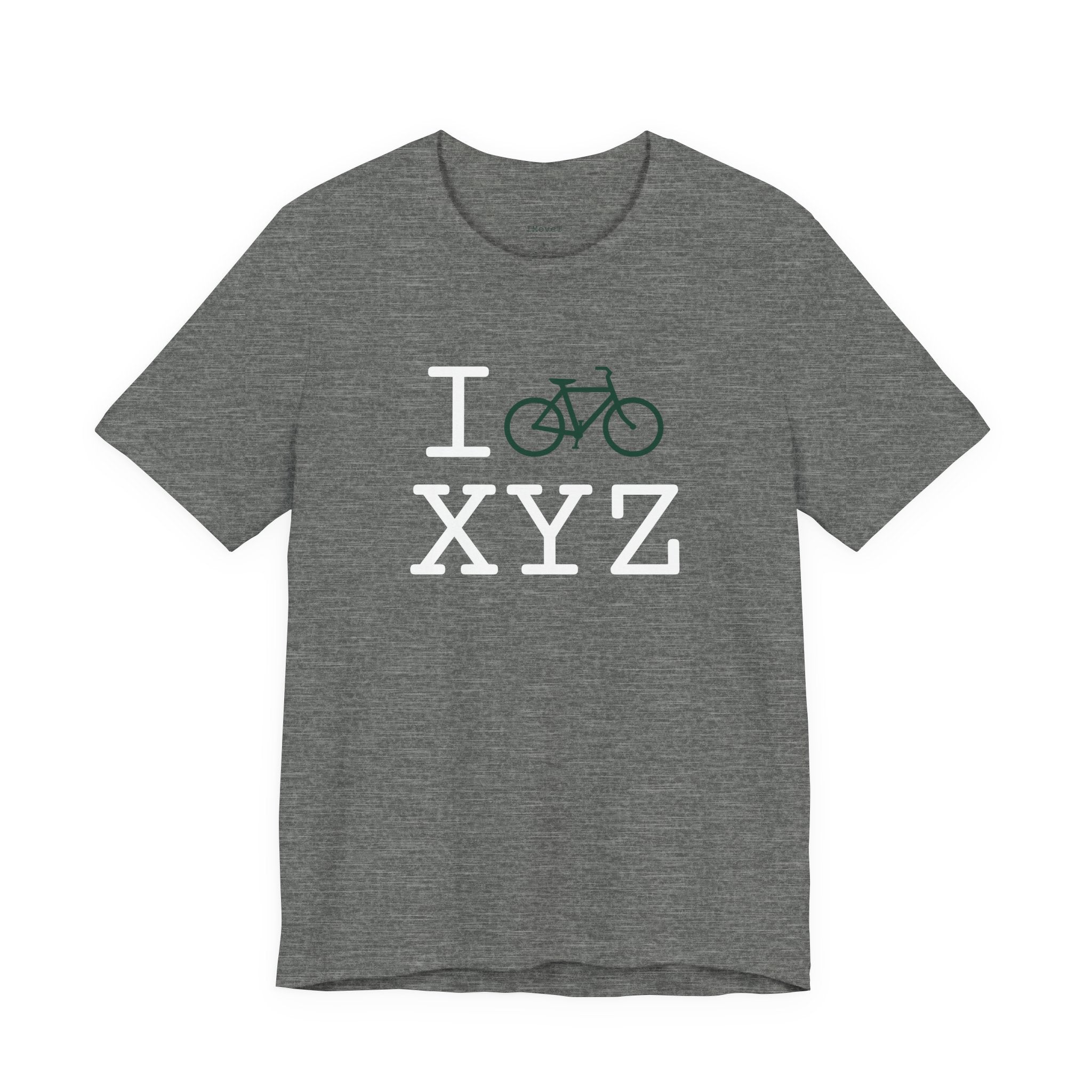 I Bike ___ unisex T, dark green bike